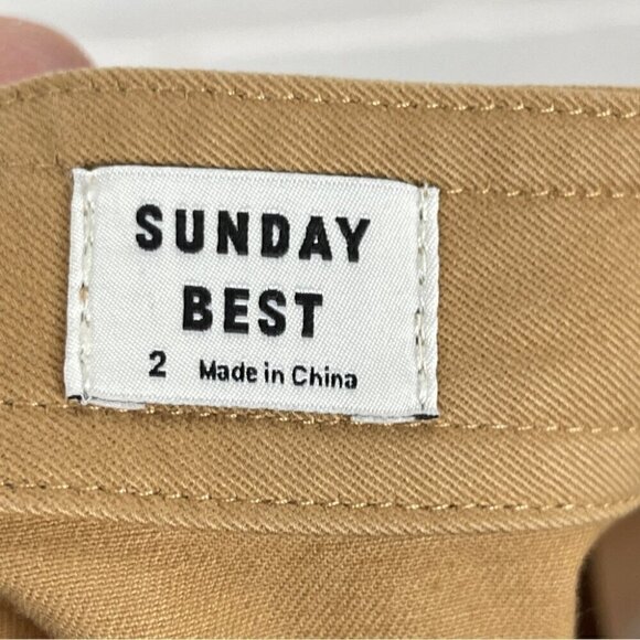 Aritzia Sunday Best Whitney Ruffled Mini Skirt Cotton Size tan 2 twill casual - Picture 6 of 9